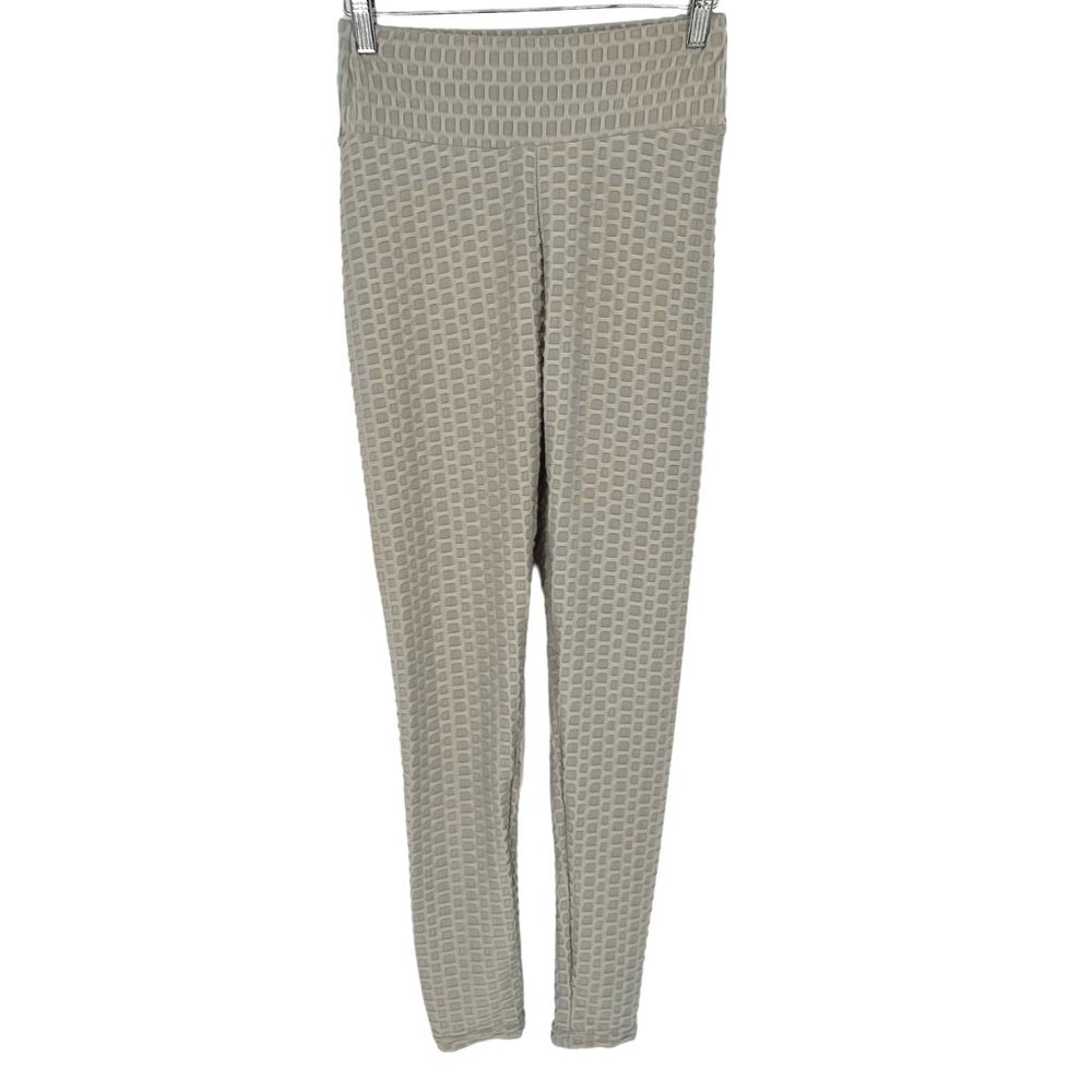 Ruched TikTok Honeycomb Stretchy Leggings Gray Size Medium NWT